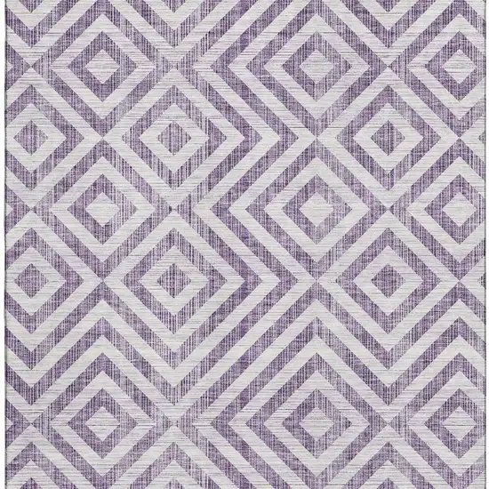Purple And Ivory Geometric Washable Area Rug With UV Protection Photo 4
