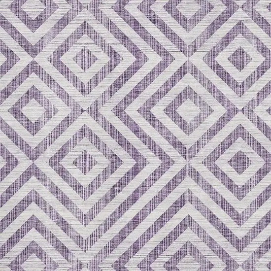 Purple And Ivory Geometric Washable Area Rug With UV Protection Photo 3