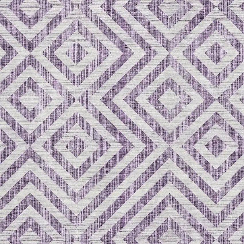 Purple And Ivory Geometric Washable Area Rug With UV Protection Photo 3