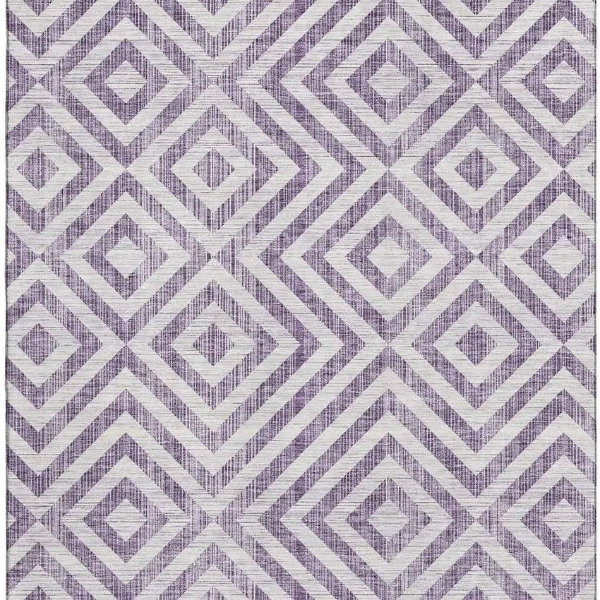 Purple And Ivory Geometric Washable Area Rug With UV Protection Photo 4