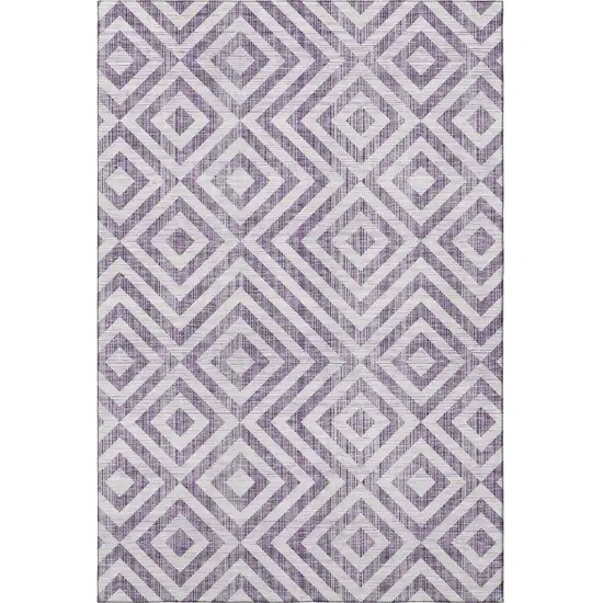 Purple And Ivory Geometric Washable Area Rug With UV Protection Photo 3