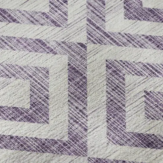 Purple And Ivory Geometric Washable Area Rug With UV Protection Photo 9