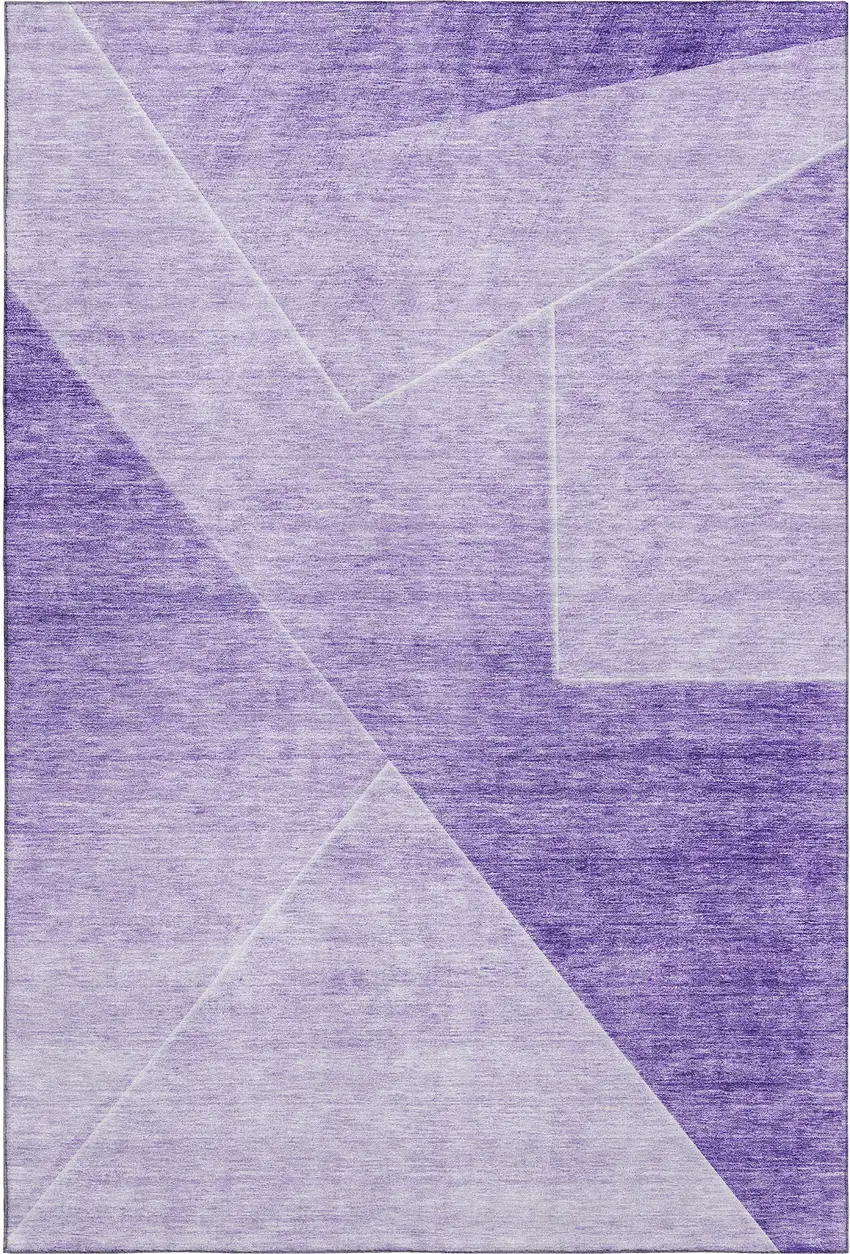 Purple And Ivory Geometric Washable Area Rug With UV Protection Photo 1