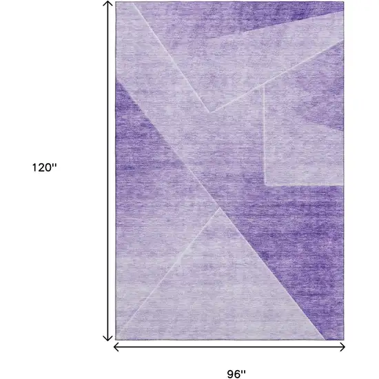 Purple And Ivory Geometric Washable Area Rug With UV Protection Photo 3