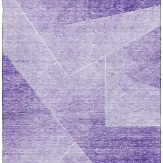 Purple And Ivory Geometric Washable Area Rug With UV Protection Photo 4