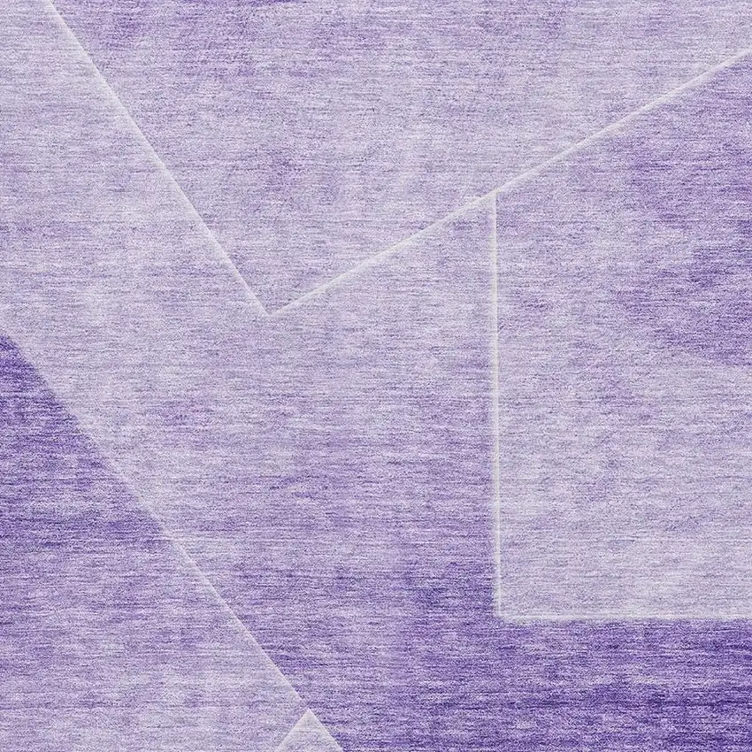 Purple And Ivory Geometric Washable Area Rug With UV Protection Photo 3