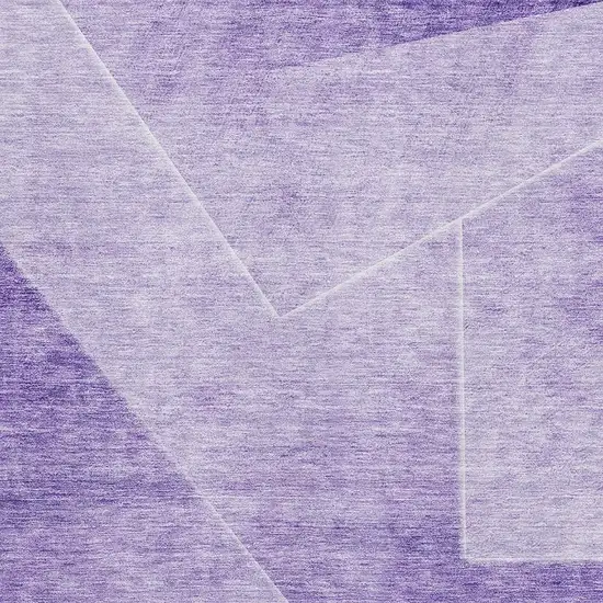 Purple And Ivory Geometric Washable Area Rug With UV Protection Photo 3