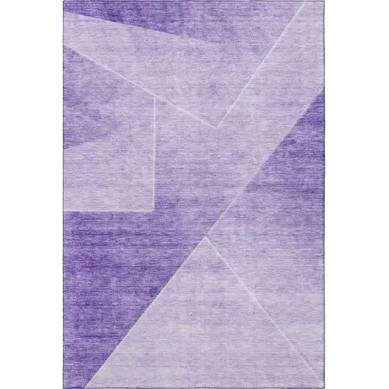 Purple And Ivory Geometric Washable Area Rug With UV Protection Photo 4