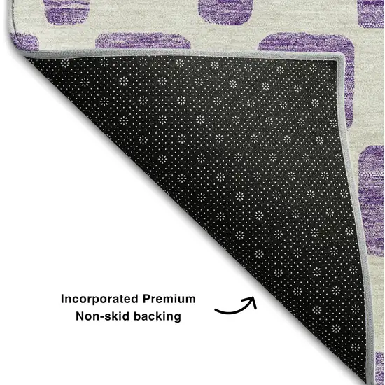 Purple And Ivory Geometric Washable Area Rug With UV Protection Photo 7