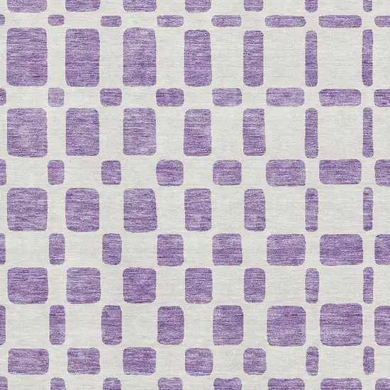 Purple And Ivory Geometric Washable Area Rug With UV Protection Photo 3