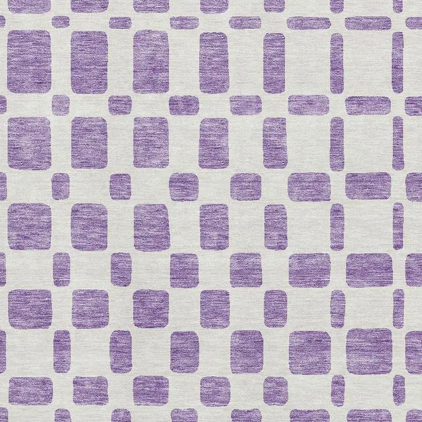 Purple And Ivory Geometric Washable Area Rug With UV Protection Photo 3