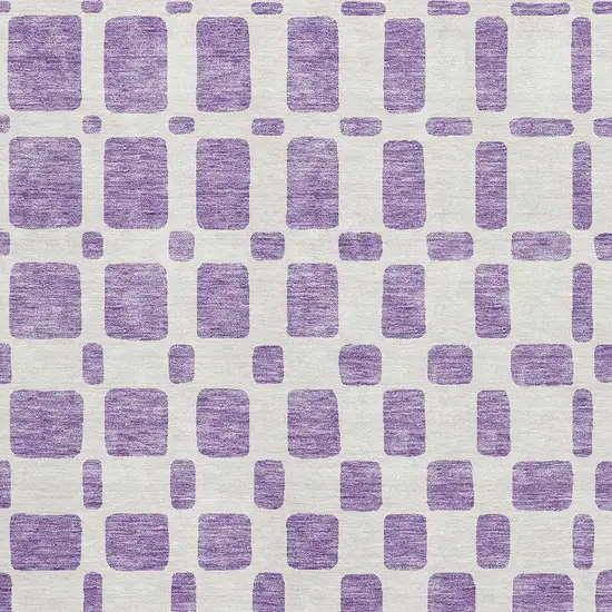 Purple And Ivory Geometric Washable Area Rug With UV Protection Photo 3