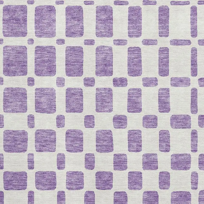 Purple And Ivory Geometric Washable Area Rug With UV Protection Photo 3