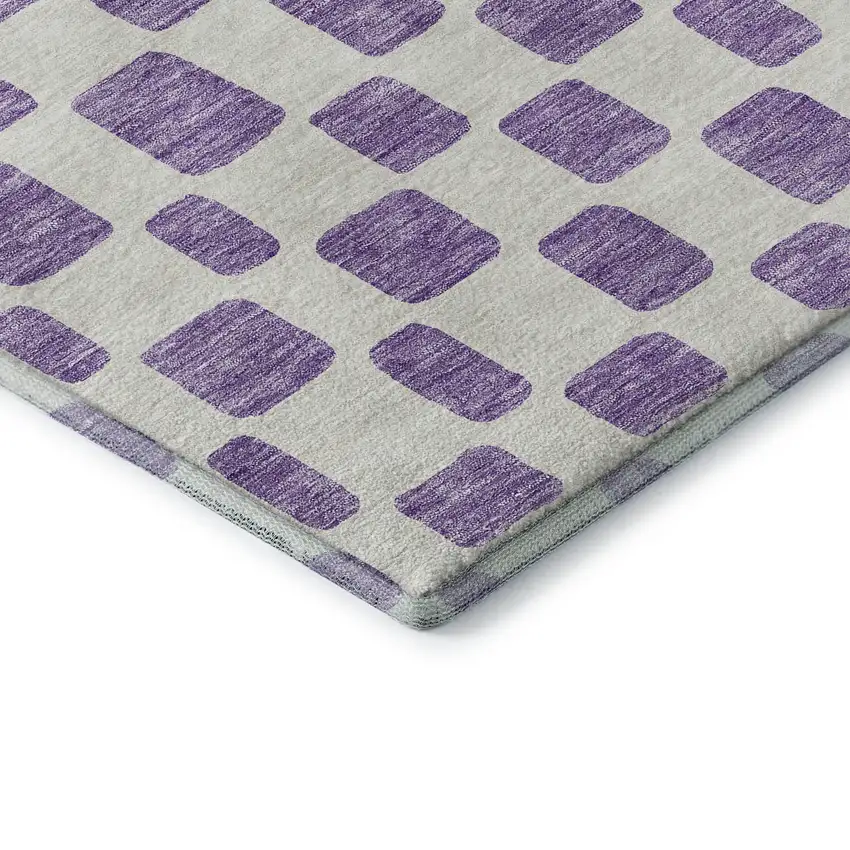 Purple And Ivory Geometric Washable Area Rug With UV Protection Photo 8