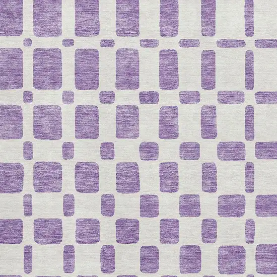 Purple And Ivory Geometric Washable Area Rug With UV Protection Photo 3