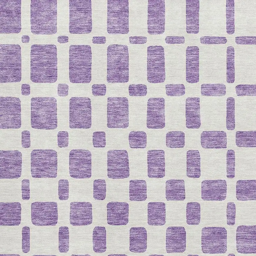 Purple And Ivory Geometric Washable Area Rug With UV Protection Photo 3