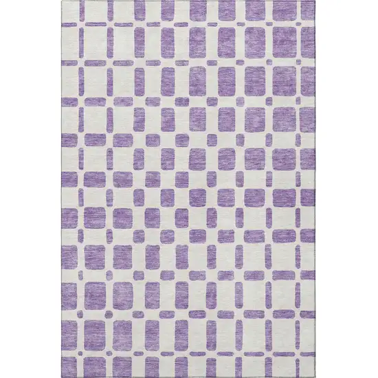 Purple And Ivory Geometric Washable Area Rug With UV Protection Photo 4