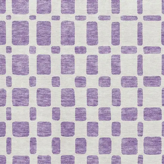 Purple And Ivory Geometric Washable Area Rug With UV Protection Photo 3