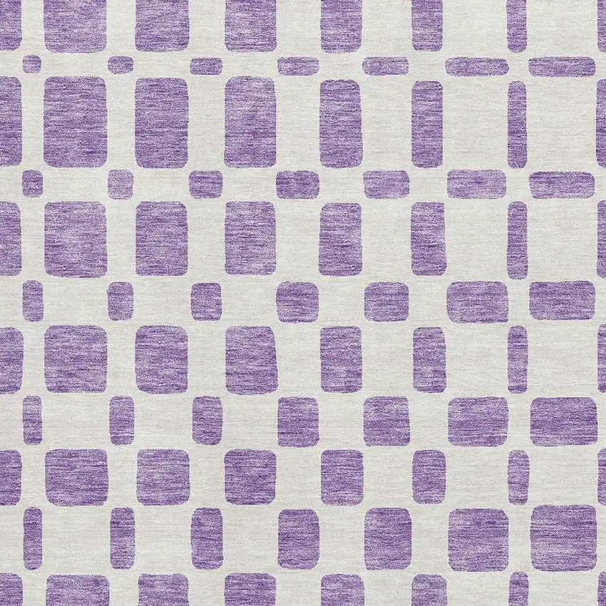 Purple And Ivory Geometric Washable Area Rug With UV Protection Photo 3