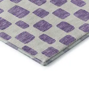 Photo of Purple And Ivory Geometric Washable Area Rug With UV Protection