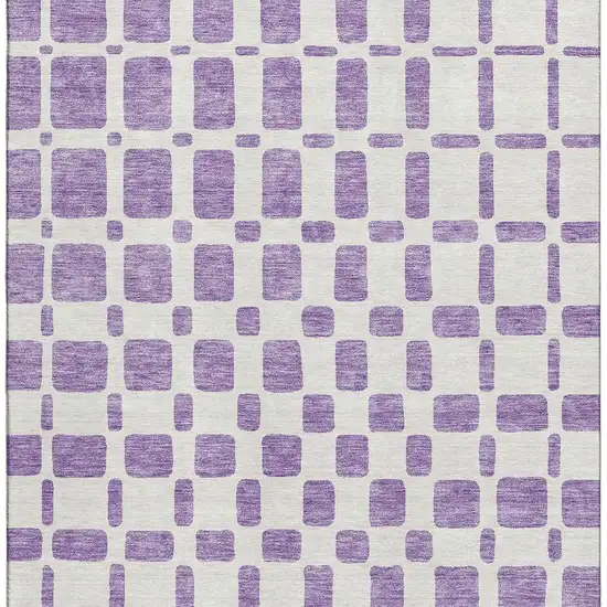 Purple And Ivory Geometric Washable Area Rug With UV Protection Photo 3