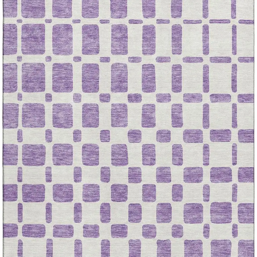 Purple And Ivory Geometric Washable Area Rug With UV Protection Photo 3
