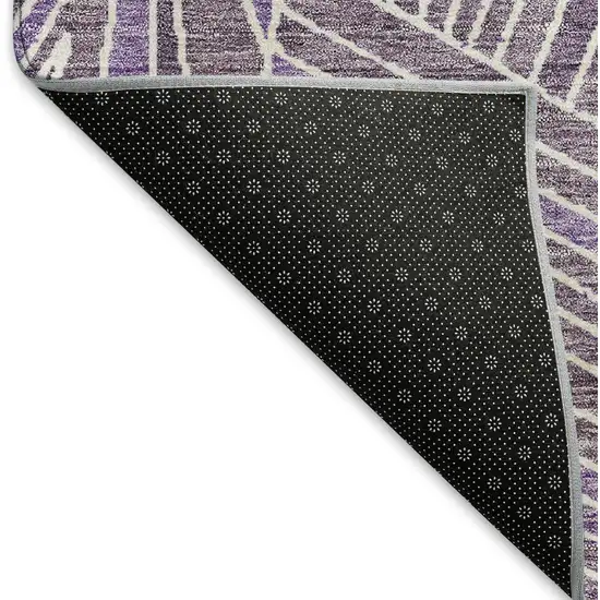 Purple And Ivory Geometric Washable Area Rug With UV Protection Photo 7