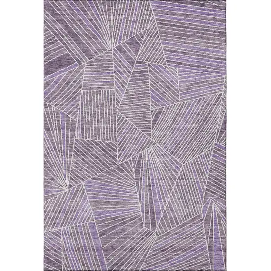 Purple And Ivory Geometric Washable Area Rug With UV Protection Photo 4
