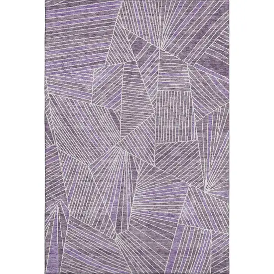 Purple And Ivory Geometric Washable Area Rug With UV Protection Photo 1