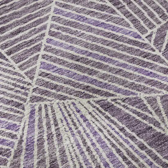 Purple And Ivory Geometric Washable Area Rug With UV Protection Photo 9