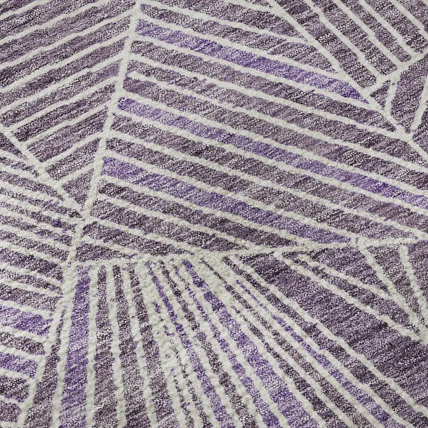 Purple And Ivory Geometric Washable Area Rug With UV Protection Photo 9