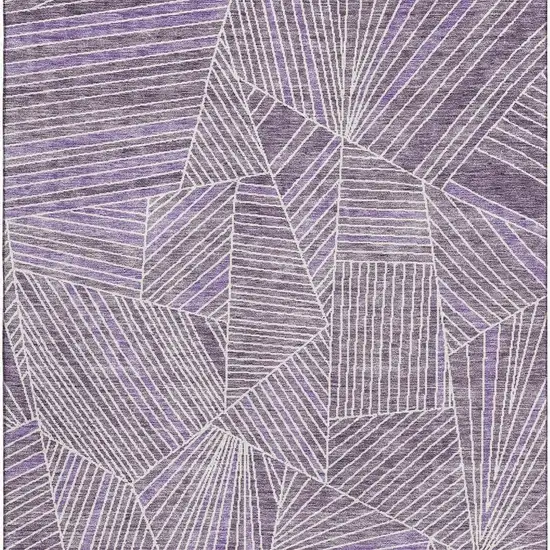 Purple And Ivory Geometric Washable Area Rug With UV Protection Photo 4