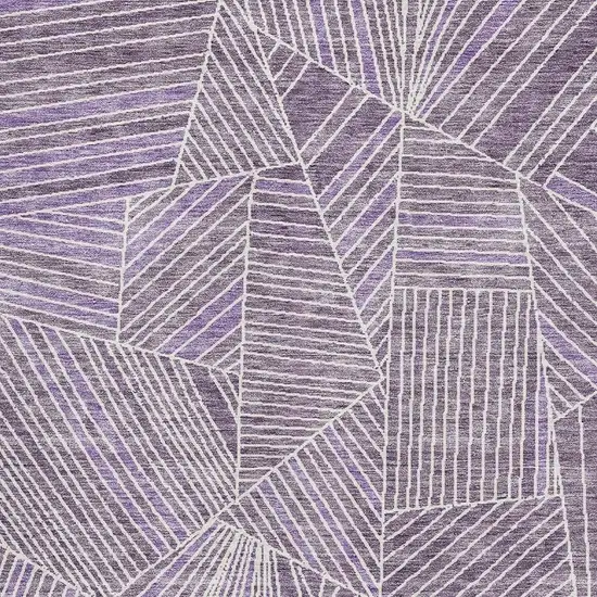 Purple And Ivory Geometric Washable Area Rug With UV Protection Photo 3