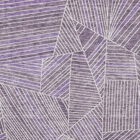 Purple And Ivory Geometric Washable Area Rug With UV Protection Photo 3