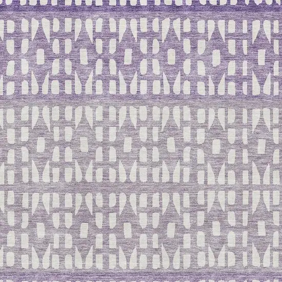 Purple And Ivory Geometric Washable Area Rug With UV Protection Photo 2