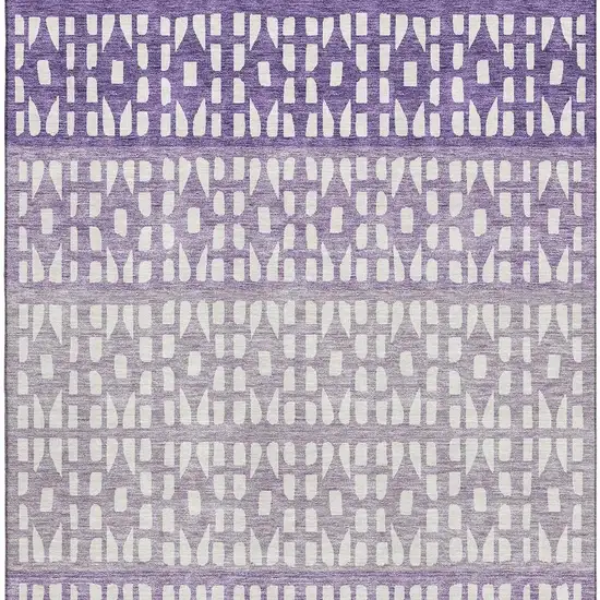 Purple And Ivory Geometric Washable Area Rug With UV Protection Photo 2