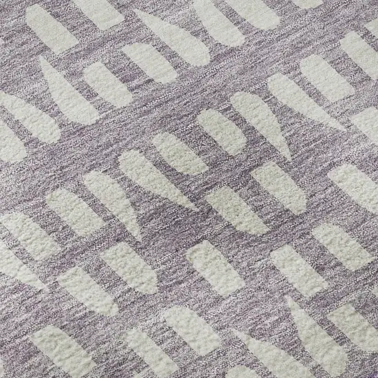 Purple And Ivory Geometric Washable Area Rug With UV Protection Photo 9