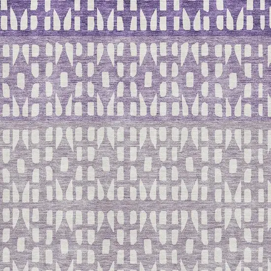 Purple And Ivory Geometric Washable Area Rug With UV Protection Photo 2