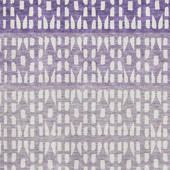 Purple And Ivory Geometric Washable Area Rug With UV Protection Photo 2