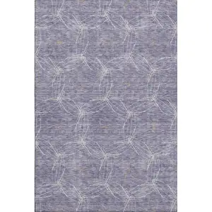 Photo of Purple And Ivory Geometric Washable Area Rug With UV Protection