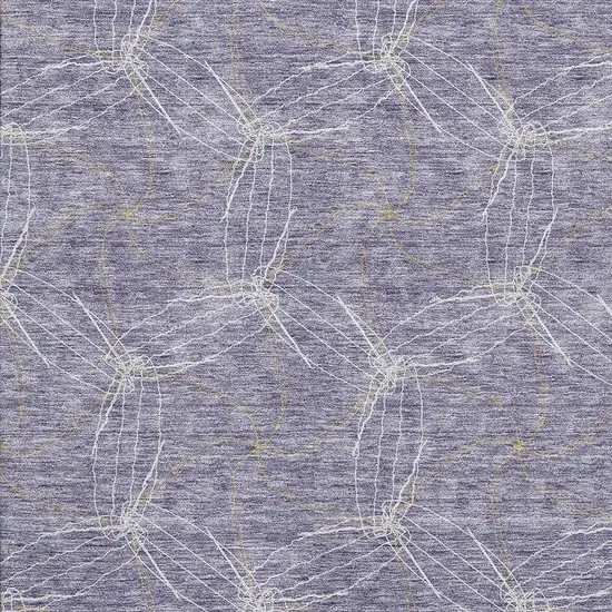 Purple And Ivory Geometric Washable Area Rug With UV Protection Photo 2