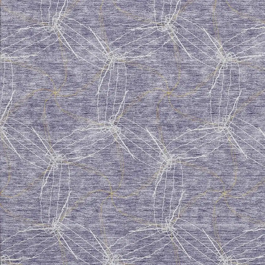 Purple And Ivory Geometric Washable Area Rug With UV Protection Photo 2