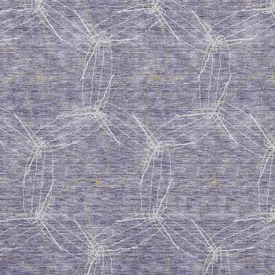 Purple And Ivory Geometric Washable Area Rug With UV Protection Photo 2