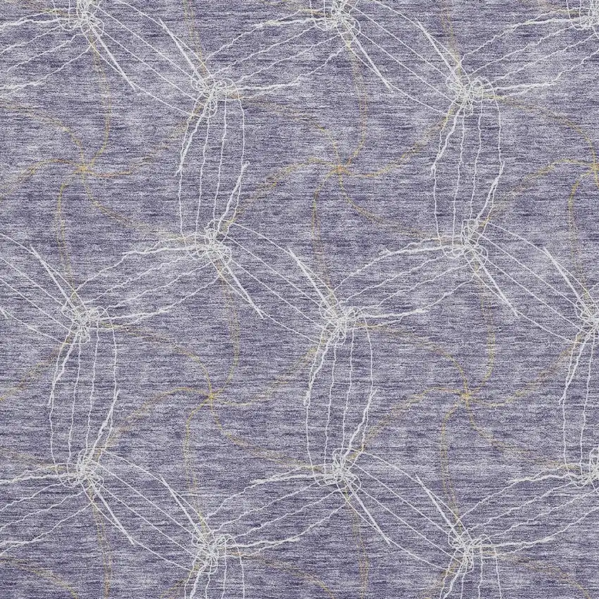 Purple And Ivory Geometric Washable Area Rug With UV Protection Photo 2