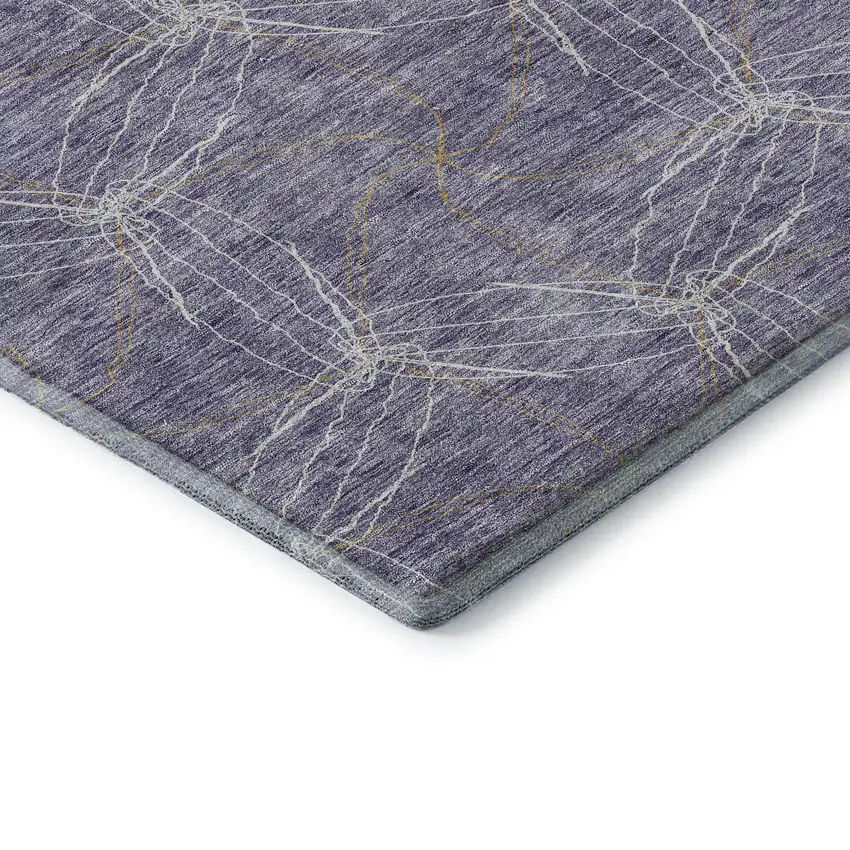 Purple And Ivory Geometric Washable Area Rug With UV Protection Photo 7