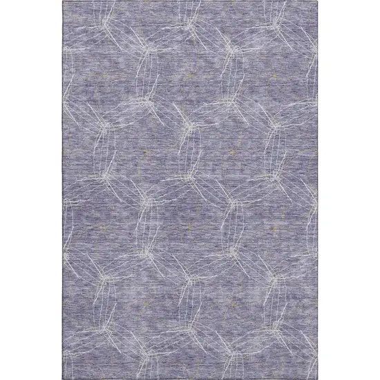 Purple And Ivory Geometric Washable Area Rug With UV Protection Photo 1