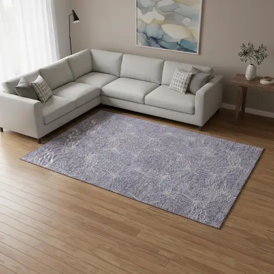 Purple And Ivory Geometric Washable Area Rug With UV Protection Photo 2