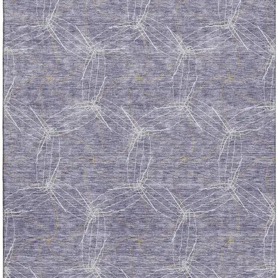 Purple And Ivory Geometric Washable Area Rug With UV Protection Photo 2