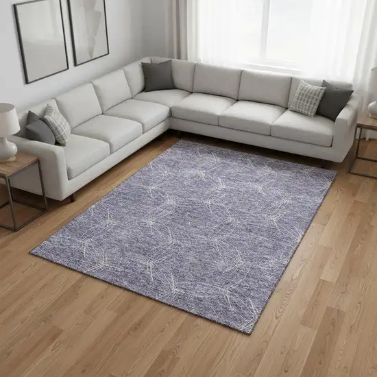 Purple And Ivory Geometric Washable Area Rug With UV Protection Photo 2