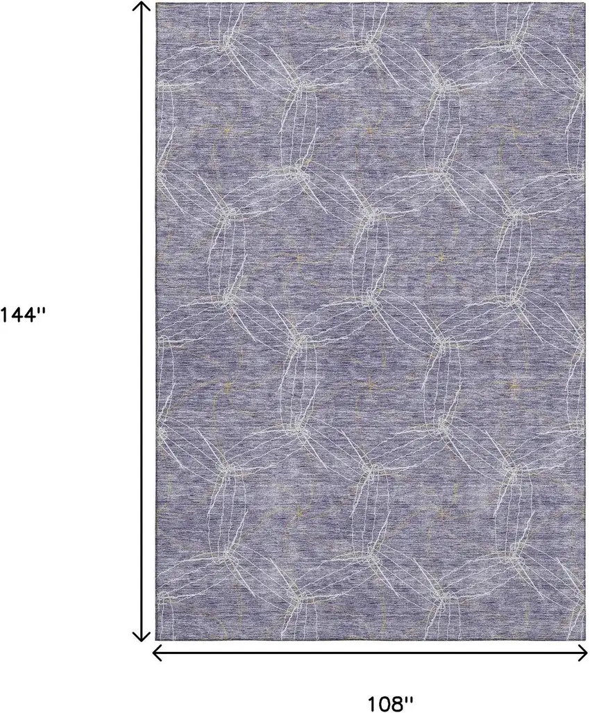 Purple And Ivory Geometric Washable Area Rug With UV Protection Photo 9